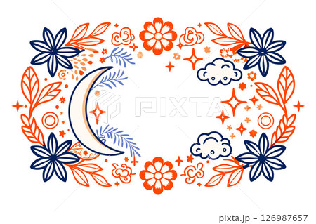 blue background with floral ornament 126987657