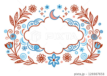 blue background with floral ornament 126987658