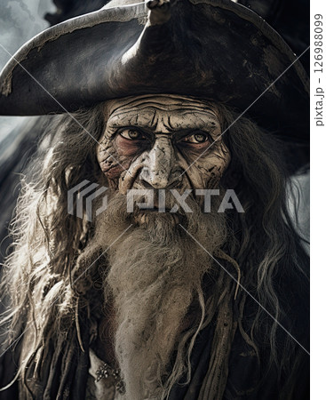 Pirate captain closeup portrait. Generative Ai 126988099