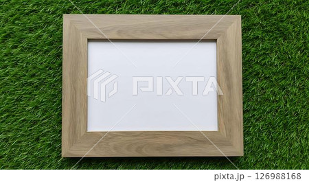 wood frame on green grass 126988168