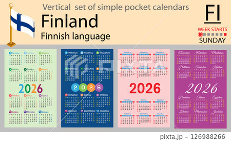 Finland vertical Set of pocket calendars for 2026 126988266