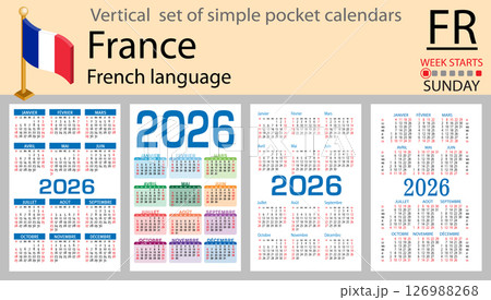 France vertical Set of pocket calendars for 2026 France vertical Set of pocket calendars for 2026 126988268