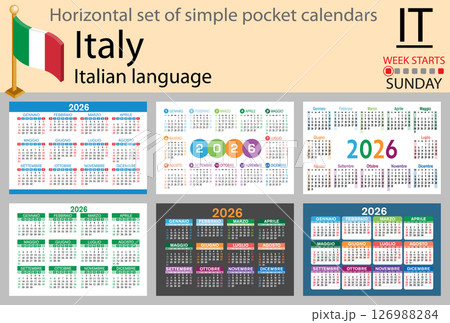 Italy horizontal Set of pocket calendars for 2026 126988284