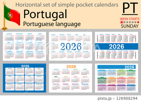 Portugal horizontal Set of pocket calendars for 2026 126988294