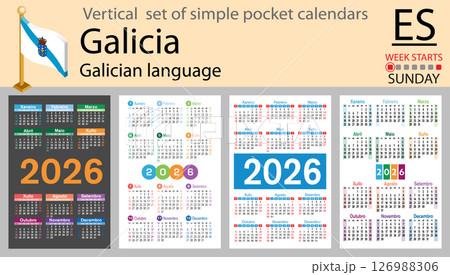 Spain vertical Set of pocket calendars for 2026 126988306