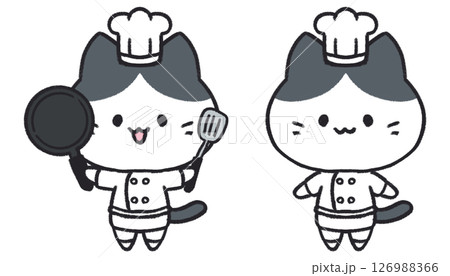 かわいい猫のシェフのイラストセット かわいい猫のシェフのイラストセット 126988366