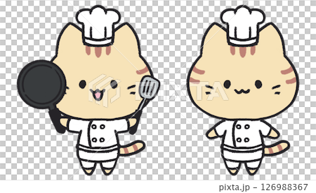 Cute cat chef illustration set Cute cat chef illustration set 126988367