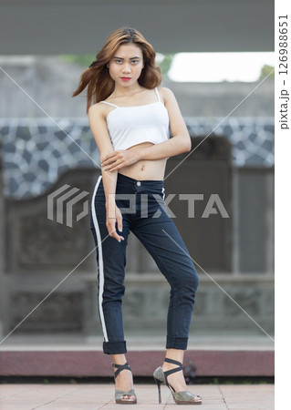 young woman in casual clothes 126988651