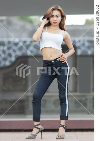 young woman in casual clothes 126988652