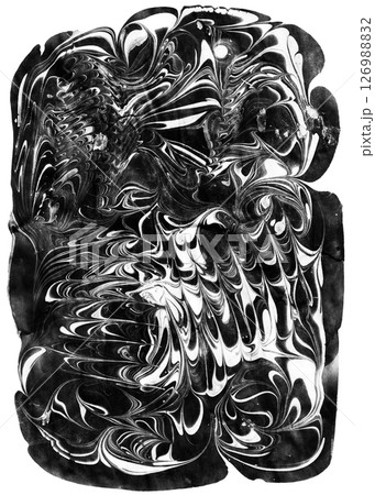 Monochrome Swirl Art. Dynamic black and white abstract design with swirling patterns 126988832