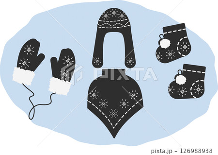 Cozy Mitten Warm Ushanka Hat Cute Booties and Poncho with snowflake ornament Winter Accessories Set Cozy Mitten Warm Ushanka Hat Cute Booties and Poncho with snowflake ornament Winter Accessories Set 126988938