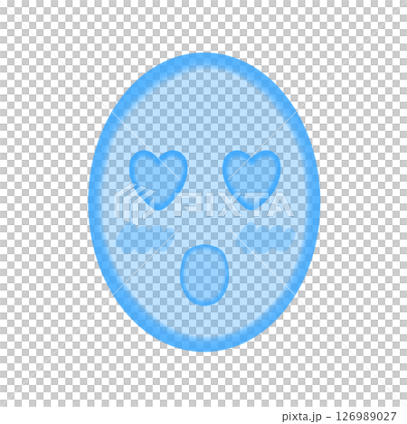 水彩の顔アイコン_惚れる表情(青) 126989027