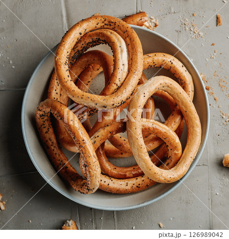 plate with some romanian bread rings plate with some romanian bread rings 126989042