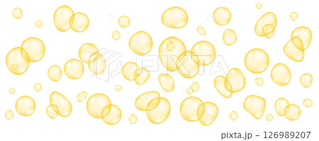 Realistic golden collagen, serum or keratin balls. Realistic golden collagen, serum or keratin balls. 126989207