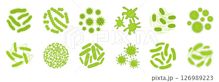 Different types of bacteria, germ and virus. 126989223