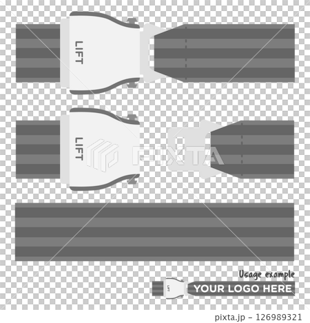Stock Illustration: Aviation safety, airplane seat belt (without main line) black and monochrome Stock Illustration: Aviation safety, airplane seat belt (without main line) black and monochrome 126989321