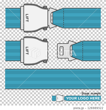 Illustration material: Aviation safety, airplane seat belt (with main line) blue and dark colors (free color change OK!) Illustration material: Aviation safety, airplane seat belt (with main line) blue and dark colors (free color change OK!) 126989322