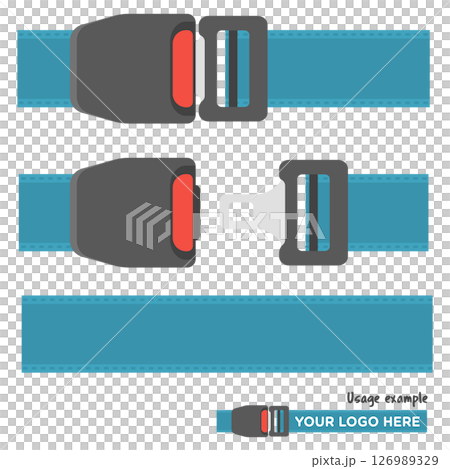 插圖素材：交通安全、汽車安全帶（無主線）藍色和深色（可自由更改顏色！） 126989329