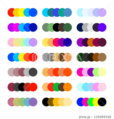 Diverse Collection of Modern Color Palettes in Circular Swatches Vector Illustration 126989388