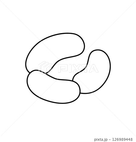 Thick sausages outline symbol. Fresh raw sausages. Vector illustration. Thick sausages outline symbol. Fresh raw sausages. Vector illustration. 126989448