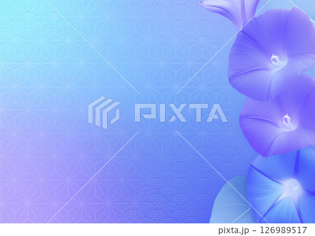 やわらかな印象のアサガオと青と水色と紫のグラデーション 126989517