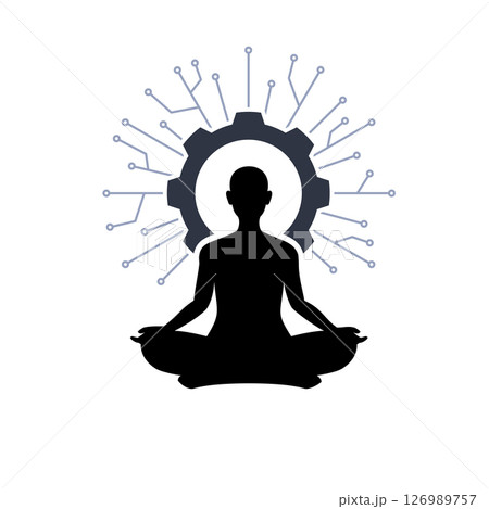 A conceptual sign of Digital Meditation. Isolated Vector Illustration 126989757