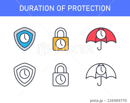 Conceptual signs of Protection span. Isolated Vector illustration 126989770