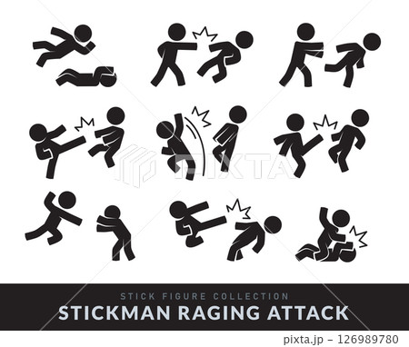 Stick Men in Combat Poses. Various pose of Stick Figure. Vector Illustration Stick Men in Combat Poses. Various pose of Stick Figure. Vector Illustration 126989780