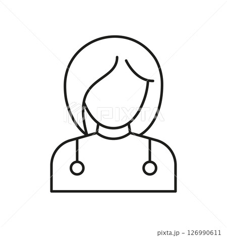 Female Doctor With Stethoscope Line Icon. Medical Professional, Healthcare Provider, And Physician Outline Symbol. Hospital Staff Representation. Editable Stroke. Isolated Vector Illustration Female Doctor With Stethoscope Line Icon. Medical Professional, Healthcare Provider, And Physician Outline Symbol. Hospital Staff Representation. Editable Stroke. Isolated Vector Illustration 126990611
