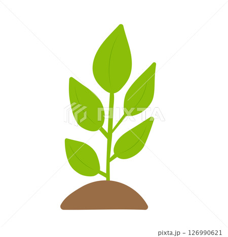 Green plant in soil start growing from ground. Hand drawn vector. Green plant in soil start growing from ground. Hand drawn vector. 126990621