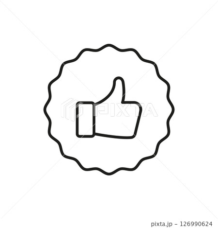 Thumbs Up Badge Line Icon. Approval, Positive Feedback, And Quality Assurance Outline Symbol. Social Media Engagement And Customer Satisfaction. Editable Stroke. Isolated Vector Illustration Thumbs Up Badge Line Icon. Approval, Positive Feedback, And Quality Assurance Outline Symbol. Social Media Engagement And Customer Satisfaction. Editable Stroke. Isolated Vector Illustration 126990624