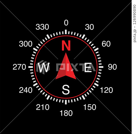 Compass icon on black background Compass icon on black background 126990890