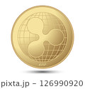 Cryptocurrency gold coin Ripple XRP. Isolated on a white background. Financial business. Vector illustration. 126990920