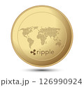 Cryptocurrency gold coin Ripple XRP. Isolated on a white background. Financial business. Vector illustration. 126990924