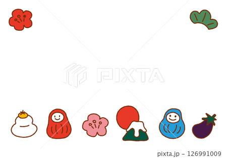 お正月素材・イラストフレーム（カラー） 126991009