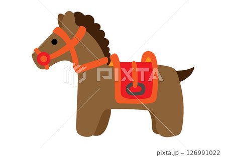 赤い鞍の馬のイラスト・アウトラインなし 赤い鞍の馬のイラスト・アウトラインなし 126991022