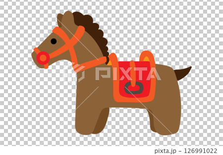 赤い鞍の馬のイラスト・アウトラインなし 赤い鞍の馬のイラスト・アウトラインなし 126991022