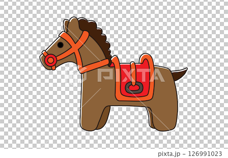 Illustration of a cute horse with a red saddle 126991023
