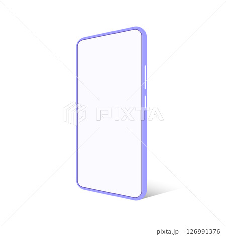 Smartphone perspective mockup with blank screen on isolated background. Vector illustration. 126991376