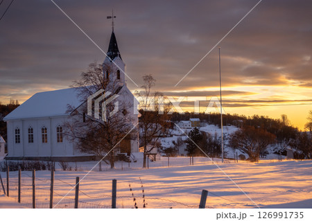 Church in the winter sunset, Norway Church in the winter sunset, Norway 126991735