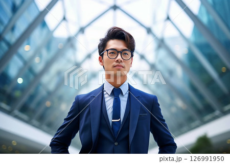 若手ビジネスマンの自信あふれる表情 若手ビジネスマンの自信あふれる表情 126991950