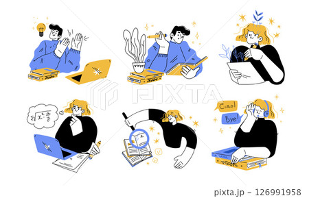 Modern Remote Work Illustrations Showcasing Diverse Settings Across Multiple Industries 126991958