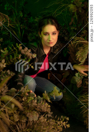A young girl with dark hair poses as Buffy the vampire hunter 126992093