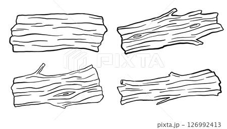 Dry tree sketch, set of illustrations isolated on white background. Hand drawn wood trunk 126992413
