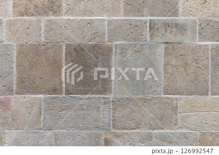 Abstract Background Photo. Rustic Stone Brick Wall Texture 126992547