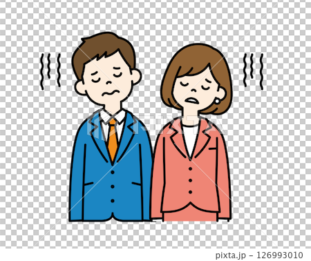 疲憊的商人向量插畫素材_男女套裝_顏色 疲憊的商人向量插畫素材_男女套裝_顏色 126993010