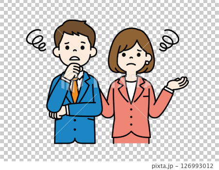 Vector illustration material of a businessman who is at a loss _ Men and women set _ Color Vector illustration material of a businessman who is at a loss _ Men and women set _ Color 126993012