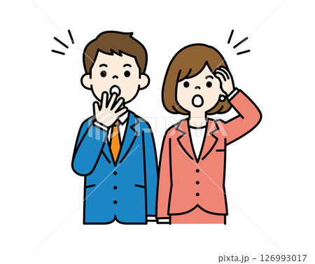 うっかりミスに気付く、ビジネスマンのベクターイラスト素材＿男女セット＿カラー 126993017