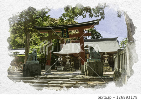 水彩画風 一宮神社 鳥居 徳島県徳島市 水彩画風 一宮神社 鳥居 徳島県徳島市 126993179