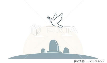Dove of Peace over Graves, Minimalist Art 126993727